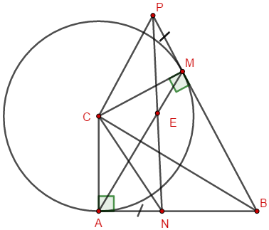 Cho tam giác \\(ABC\\) vuông bên trên \\(A\\). Vẽ lối tròn trĩnh tâm \\(C\\), chào bán ...