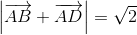 $\left| {\overrightarrow {AB} + \overrightarrow {AD} } \right| = \sqrt 2 $