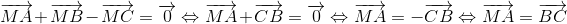$\overrightarrow {MA} + \overrightarrow {MB} - \overrightarrow {MC} = \overrightarrow 0 \Leftrightarrow \overrightarrow {MA} + \overrightarrow {CB} = \overrightarrow 0 \Leftrightarrow \overrightarrow {MA} = - \overrightarrow {CB} \Leftrightarrow \overrightarrow {MA} = \overrightarrow {BC} $