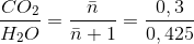 \frac{CO_{2}}{H_{2}O}=\frac{\bar{n}}{\bar{n}+1}=\frac{0,3}{0,425}