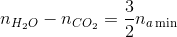 {n_{{H_2}O}} - n{}_{C{O_2}} = \frac{3}{2}{n_{a\min }}