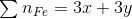 $\sum {{n_{Fe}}} = 3x + 3y