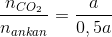 \frac{{{n_{C{O_2}}}}}{{{n_{ankan}}}} = \frac{a}{{0,5a}}