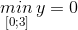 \underset{[0;3]}{min}\, y=0