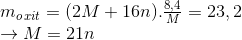 \begin{array}{l} {m_{o\,xit}} = (2M + 16n).\frac{{8,4}}{M} = 23,2\\ \to M = 21n \end{array}