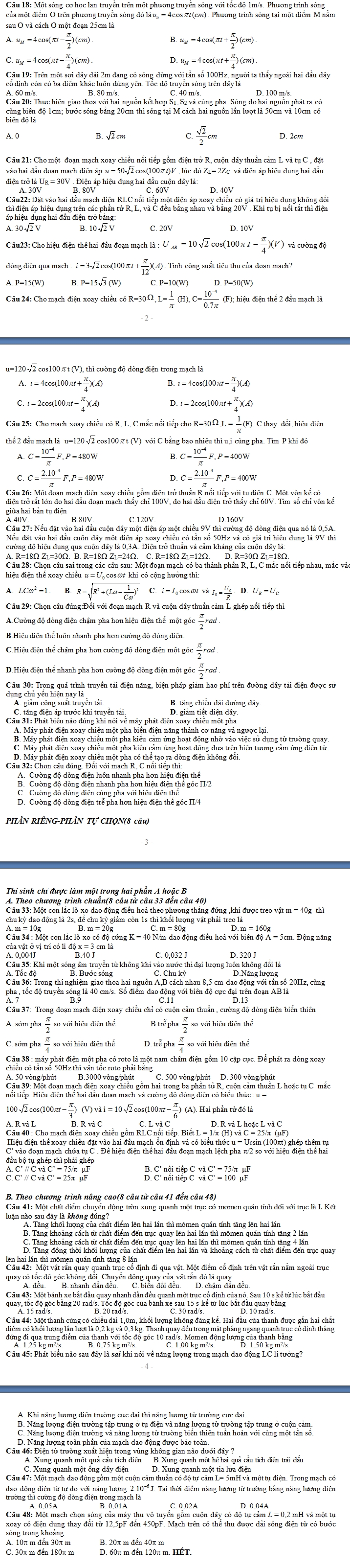 De thi hoc ki 1 lop 12 mon Ly nam 2013 (Phan 1)