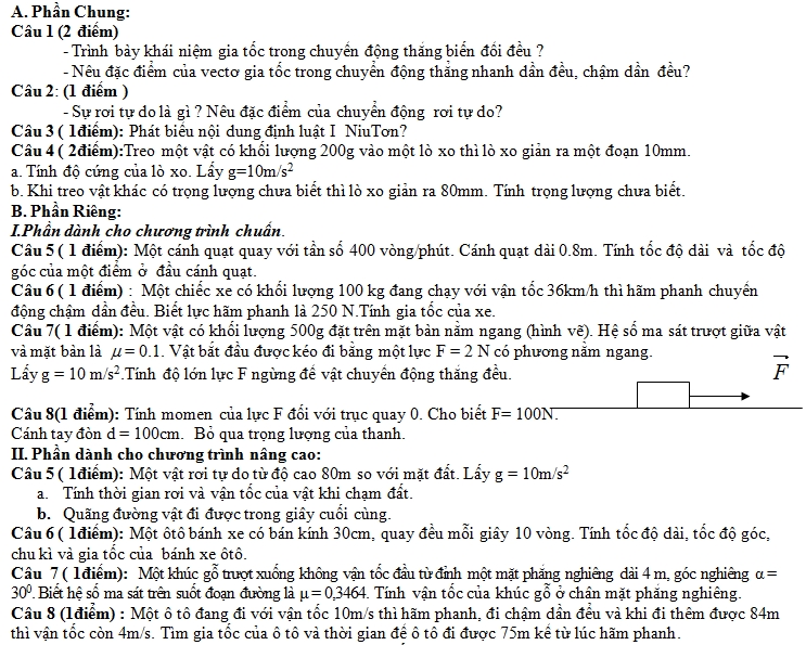 De kiem tra hoc ki 1 lop 10 mon Ly nam 2013 (Phan 2)