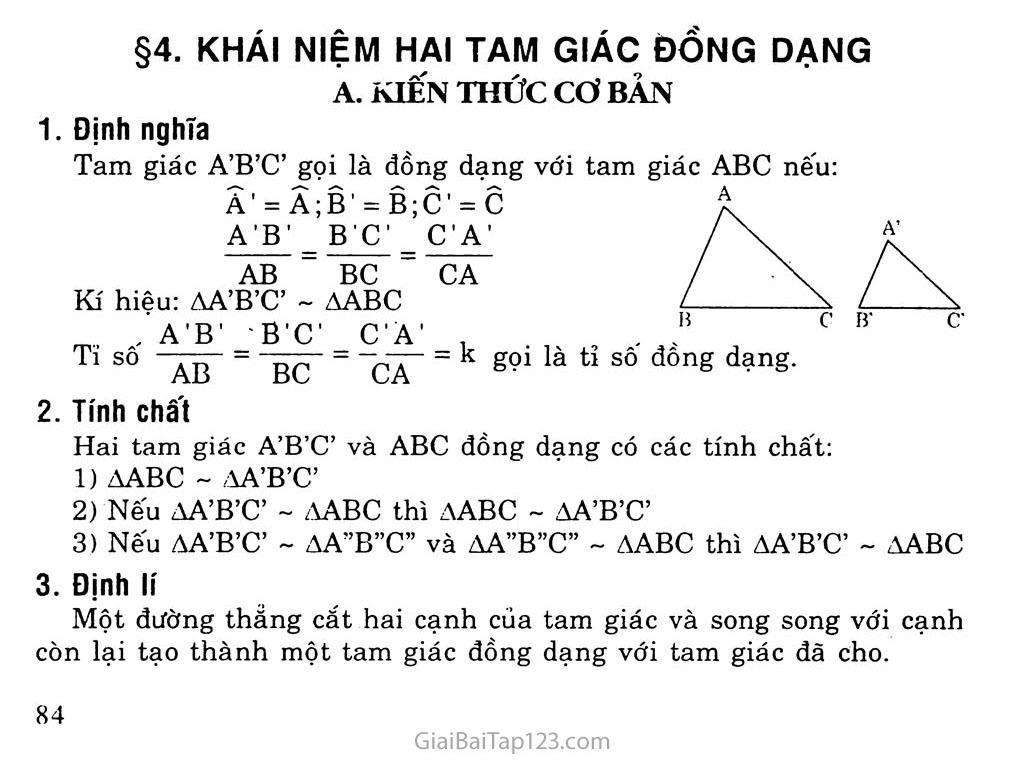 Khái Niệm Tam Giác Đồng Dạng