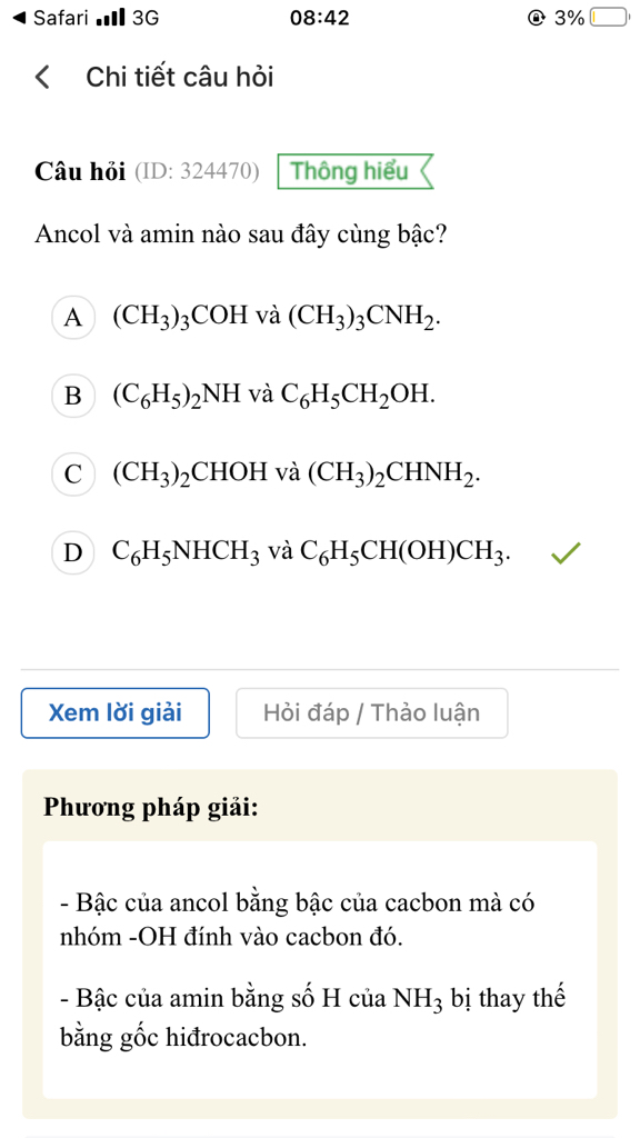 Ancol và Amin Nào Sau Đây Cùng Bậc